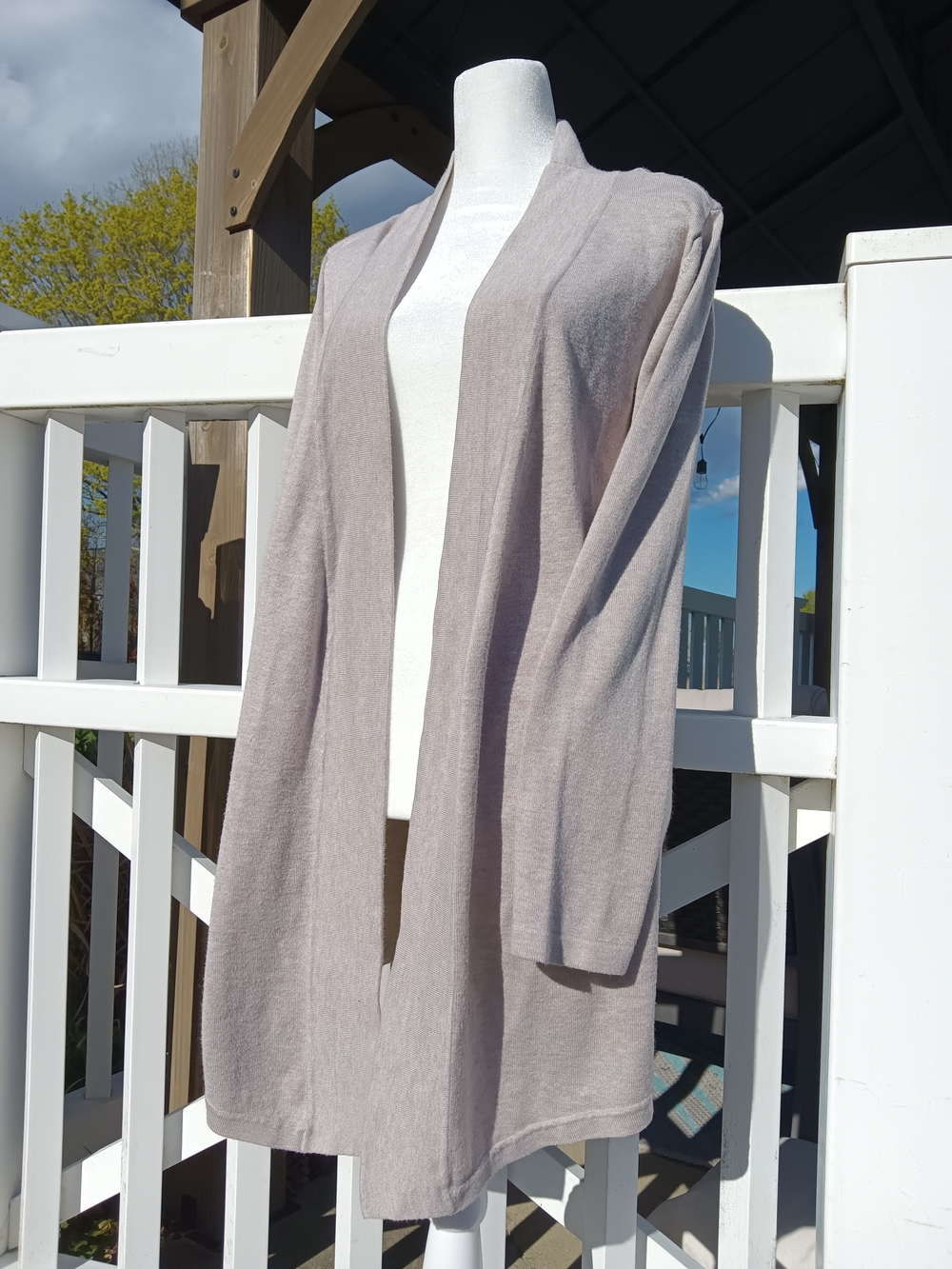 89th & Madison Open-Front Long Cardigan - Taupe